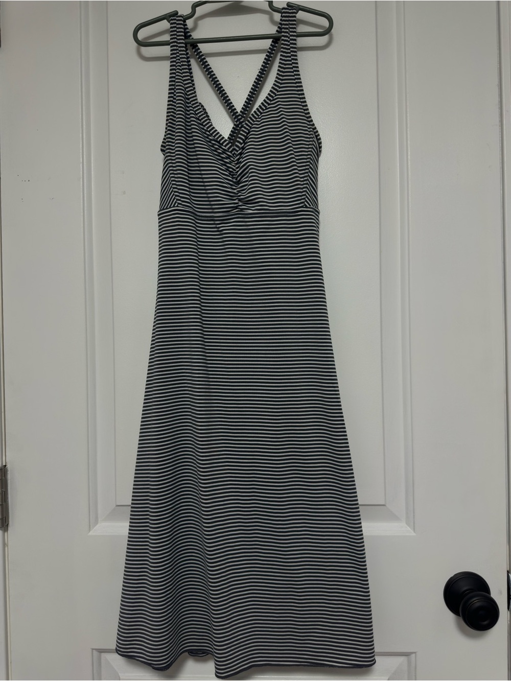 Prana bluish gray Striped V-Neck Women's Dress